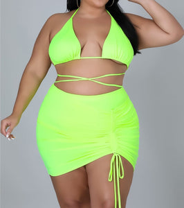 Beach Escape Skirt Set (Lime)