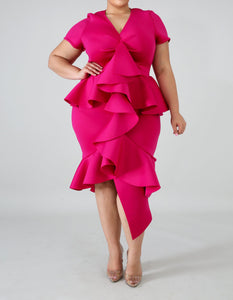 Glam Flare Midi Dress Pink