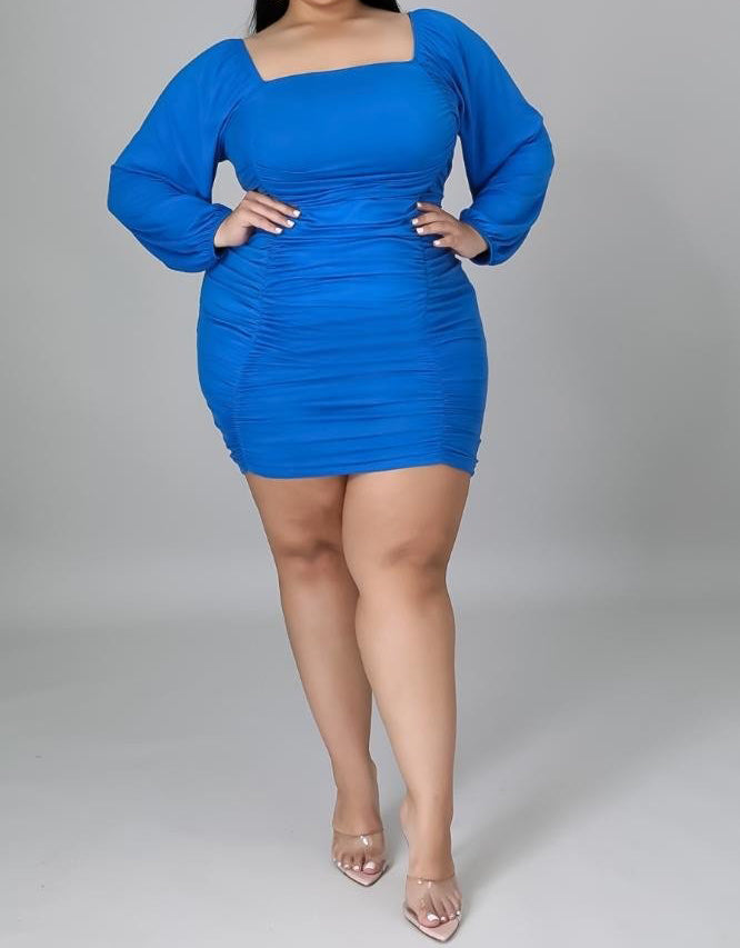 Plus Size Blue Midi Dress