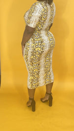 Load image into Gallery viewer, Yellow Snake Skin Bodycon Dress
