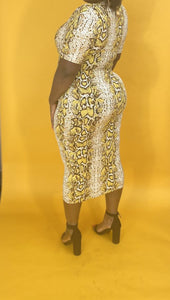 Yellow Snake Skin Bodycon Dress